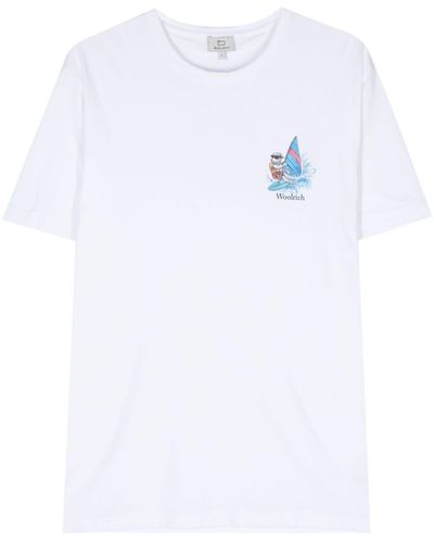 Woolrich Katoenen T-shirt Met Logoprint - Wit