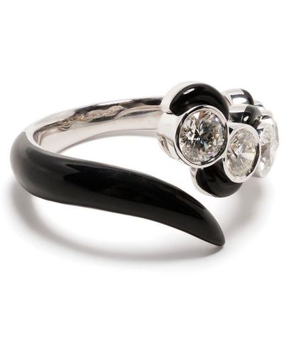 Nikos Koulis 18kt White Gold Diamond And Enamel Ring
