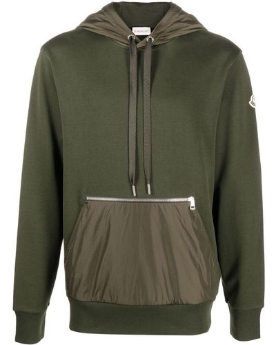 Moncler Panelled Cotton Hoodie - Green