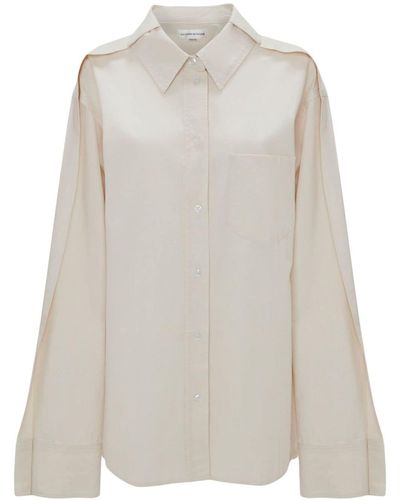 Victoria Beckham Camisa vaquera con detalle plisado - Blanco