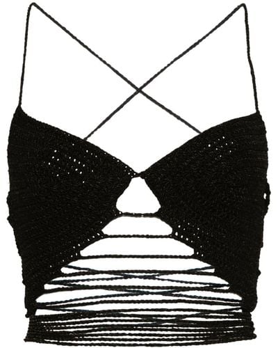 The Mannei Crochet Cropped Top - Black