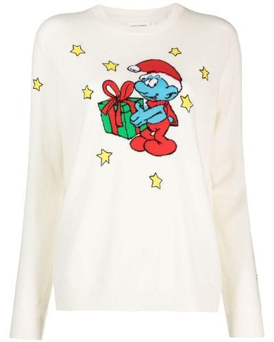 Chinti & Parker Jersey Christmas Smurf con cuello redondo - Blanco