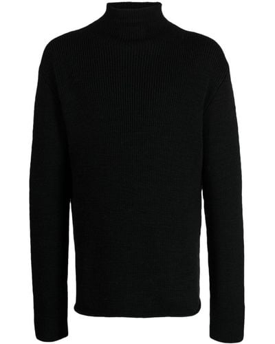 The Row Mock-neck Merino Wool Sweater - Black