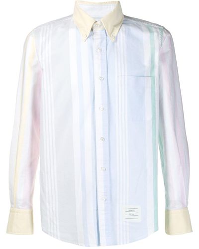Thom Browne 4-bar Striped Long-sleeve Shirt - White