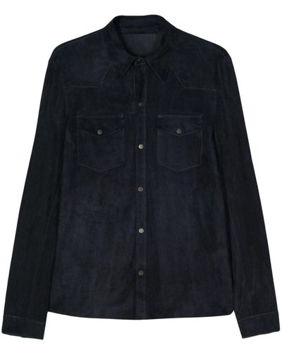 Salvatore Santoro Suede Leather Shirt Jacket - Black