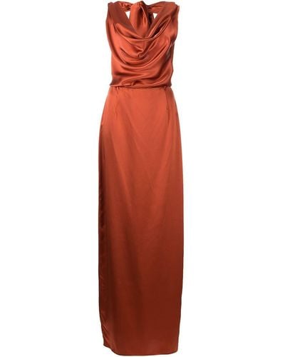 Voz Convertible Halterneck Silk Dress - Red