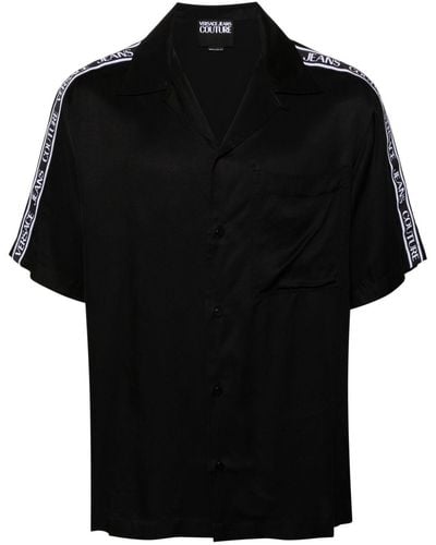 Versace Logo-tape Short-sleeve Shirt - Black
