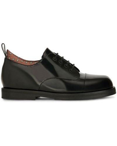 Etro Paisley-print Leather Lace-up Shoes - Black