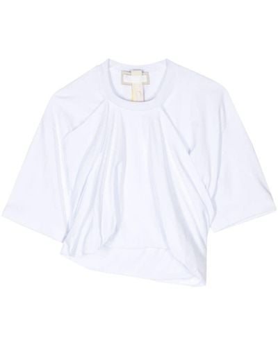 Litkovskaya Graceful Draped Cotton T-shirt - ホワイト