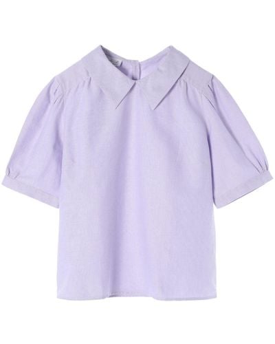 agnès b. Puff-sleeve Cotton Blouse - Purple
