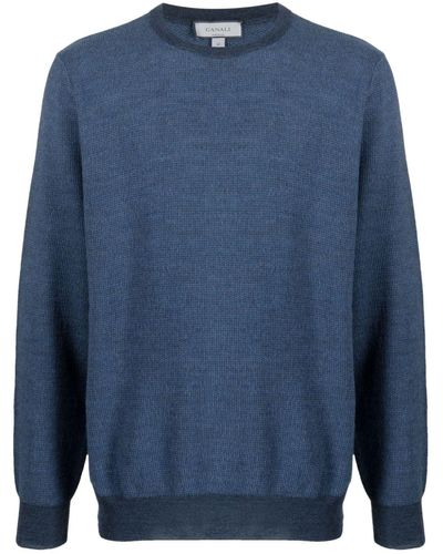 Canali Fine-knit Wool Jumper - Blue