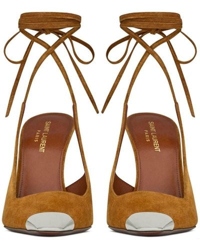 Saint Laurent Blade 105 Slingback Court Shoes - Brown