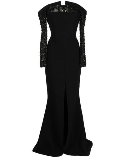 Saiid Kobeisy Off-shoulder Bead Embellished Dress - Black