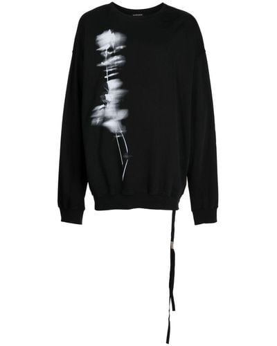 Ann Demeulemeester Graphic-print Cotton Sweatshirt - Black