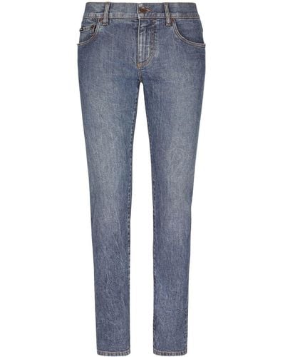 Dolce & Gabbana Skinny Jeans Met Logo-applicatie - Blauw