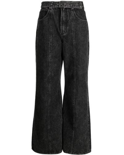 Izzue Panelled Belted Wide-leg Jeans - Black