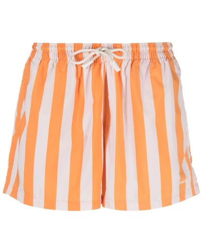 Sunnei Striped Swim Shorts - Orange