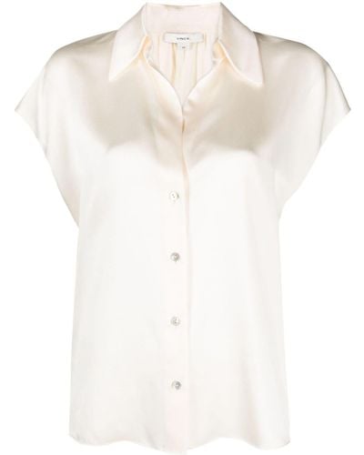 Vince Short-sleeve Silk Shirt - White