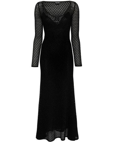 Tom Ford Lurex Crochet Maxi Dress - Black