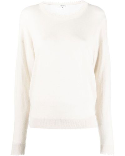 Filippa K Frayed-neckline Detail Sweater - White