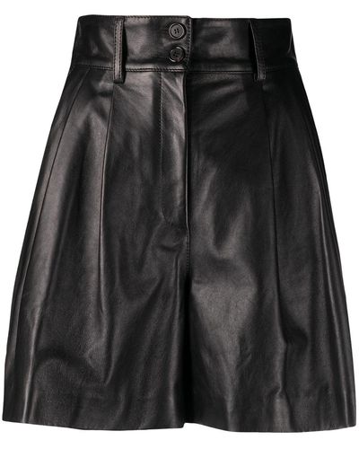 Dolce & Gabbana High-waisted Leather Shorts - Black
