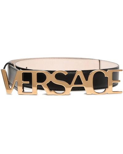Versace ヴェルサーチェ ロゴバックル レザーベルト - ブラック
