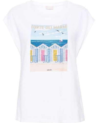 Liu Jo T-Shirt mit City-Print - Weiß