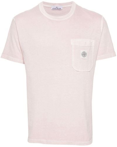 Stone Island Compass-patch Cotton T-shirt - Pink