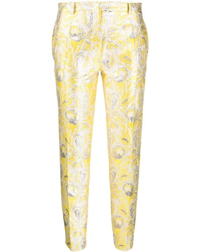 Valentino Garavani Iris Brocade Tailored Cropped Trousers - Yellow