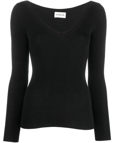 P.A.R.O.S.H. V-neck Wool Sweatshirt - Black