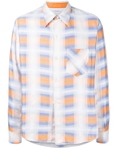 BED j.w. FORD Check-pattern Long-sleeved Shirt - White