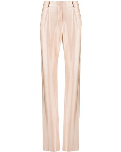 Alexandre Vauthier High-waisted Satin Trousers - Natural