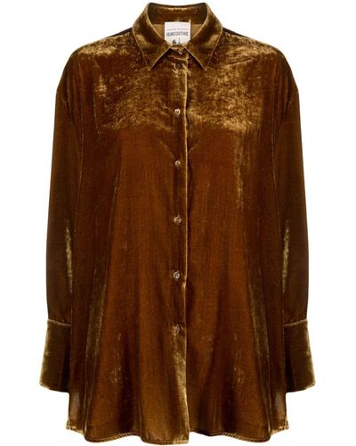 Semicouture Long-sleeve Velvet Shirt - Brown