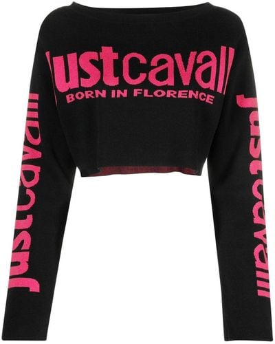 Just Cavalli Logo-embroidered Knitted Top