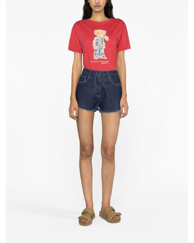 Polo Ralph Lauren T-shirt à imprimé ours rétro - délavé - Rouge