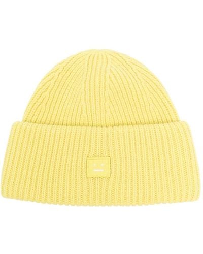Acne Studios Face-patch Wool Beanie - Yellow