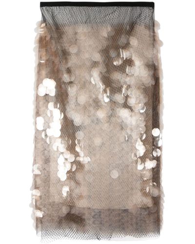 N°21 Sequin-embellished Layered Skirt - Natural