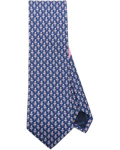 Ferragamo Cravate à motif en jacquard - Bleu