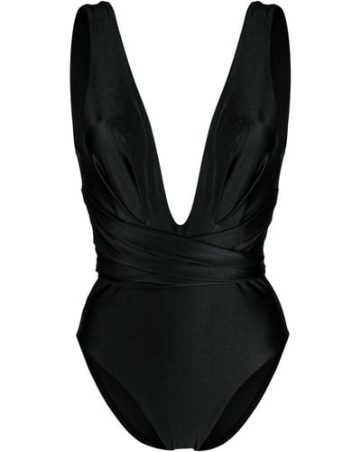 Zimmermann Draped V-neck Swimsuit - Black