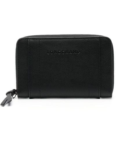 Longchamp 3d Logo-debossed Leather Wallet - Black