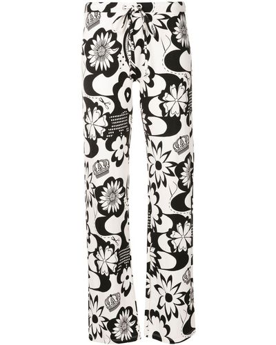 Amir Slama Pantalones rectos con motivo floral - Blanco