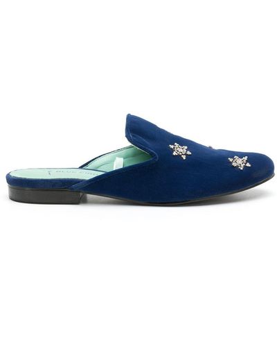 Blue Bird Shoes Embellished Flat Mules - Blue