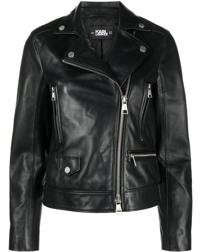 Karl Lagerfeld Veste de moto en cuir - Noir