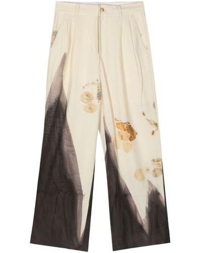 Feng Chen Wang Pantalones rectos con teñido natural - Neutro