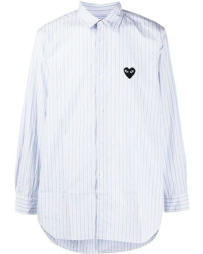 COMME DES GARÇONS PLAY Striped Heart-logo Shirt - White