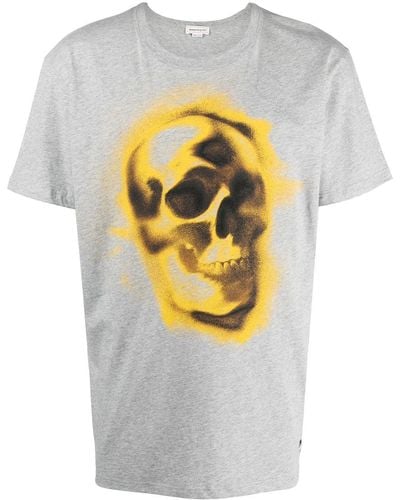 Alexander McQueen T-Shirt mit Totenkopf-Print - Grau