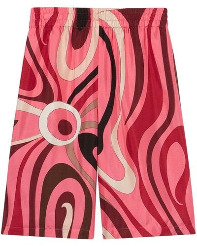 Emilio Pucci Abstract-print Bermuda Shorts - Red