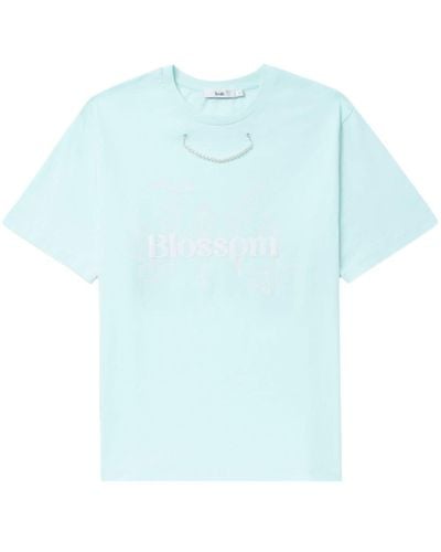 B+ AB Blossom Pearl-embellished T-shirt - Blue