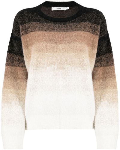 B+ AB Gradient-stripe Brushed Sweater - Brown