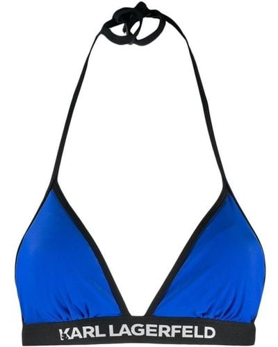 Karl Lagerfeld Haut de bikini à bande logo - Bleu